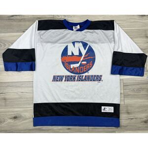 Vintage Logo Athletic NHL Mens New York Islanders White Hockey Jersey Size Large